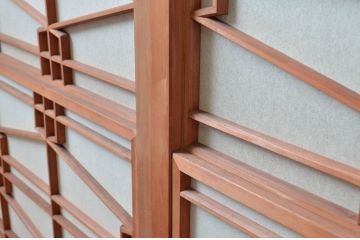 アンティーク建具　高級特注品!!　上品で凝ったデザインが魅力的な組子入り雪見障子戸4枚セット(猫間障子戸、擦り上げ障子戸、擦上障子戸、引き戸、ガラス戸)(R-081071)