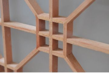 アンティーク建具　高級特注品!!　上品で凝ったデザインが魅力的な組子入り雪見障子戸4枚セット(猫間障子戸、擦り上げ障子戸、擦上障子戸、引き戸、ガラス戸)(R-081071)