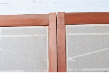 アンティーク建具　高級特注品!!　上品で凝ったデザインが魅力的な組子入り雪見障子戸4枚セット(猫間障子戸、擦り上げ障子戸、擦上障子戸、引き戸、ガラス戸)(R-081071)