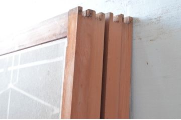 アンティーク建具　高級特注品!!　上品で凝ったデザインが魅力的な組子入り雪見障子戸4枚セット(猫間障子戸、擦り上げ障子戸、擦上障子戸、引き戸、ガラス戸)(R-081072)