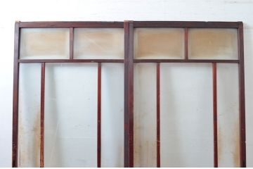 アンティーク建具　大正ロマンな雰囲気漂うガラス戸2枚セット(引き戸、建具)(R-081074)
