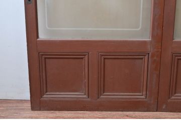 アンティーク建具　ペイント仕上げ限定　古い商店の大判ガラス戸2枚セット(引き戸、建具)(R-081075)
