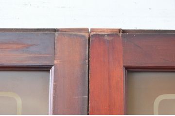 アンティーク建具　ペイント仕上げ限定　古い商店の大判ガラス戸2枚セット(引き戸、建具)(R-081075)