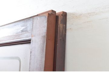 アンティーク建具　ペイント仕上げ限定　古い商店の大判ガラス戸2枚セット(引き戸、建具)(R-081075)