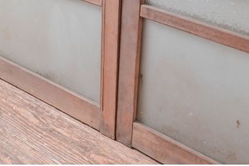 アンティーク建具　ノスタルジックな雰囲気を纏ったガラス窓2枚セット(引き戸、ガラス戸)(R-081080)