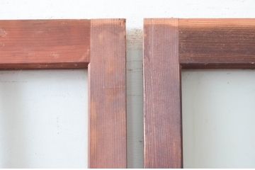 アンティーク建具　使い込まれた風合いが味わい深いガラス戸2枚セット(引き戸、建具)(R-081082)