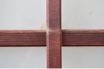 アンティーク建具　使い込まれた風合いが味わい深いガラス戸2枚セット(引き戸、建具)(R-081082)
