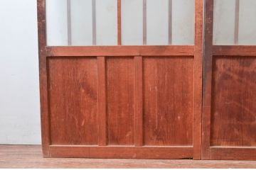 アンティーク建具　使い込まれた風合いが味わい深いガラス戸2枚セット(引き戸、建具)(R-081082)