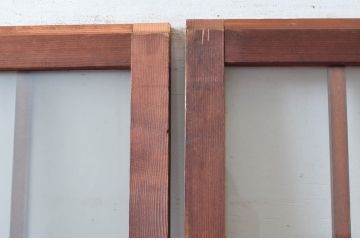 アンティーク建具　使い込まれた風合いが味わい深いガラス戸2枚セット(引き戸、建具)(R-081082)