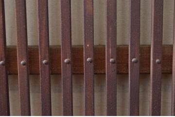 アンティーク建具　上手物!!　どこか懐かしい雰囲気を醸し出す裏障子付き格子戸4枚セット(引き戸、障子戸、ガラス帯戸)(R-081083)