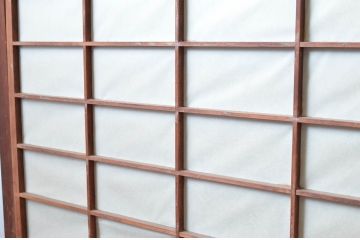 アンティーク建具　上手物!!　どこか懐かしい雰囲気を醸し出す裏障子付き格子戸4枚セット(引き戸、障子戸、ガラス帯戸)(R-081083)