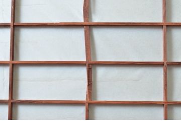 アンティーク建具　上手物!!　どこか懐かしい雰囲気を醸し出す裏障子付き格子戸4枚セット(引き戸、障子戸、ガラス帯戸)(R-081083)