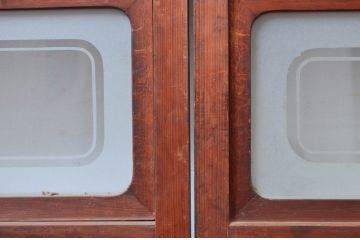 アンティーク建具　上手物!!　どこか懐かしい雰囲気を醸し出す裏障子付き格子戸4枚セット(引き戸、障子戸、ガラス帯戸)(R-081083)