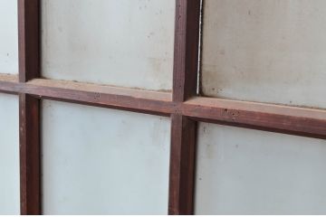 アンティーク建具　レトロな佇まいが魅力的なガラス扉1枚(ドア、木製扉)(R-081085)