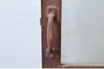 アンティーク建具　レトロな佇まいが魅力的なガラス扉1枚(ドア、木製扉)(R-081085)