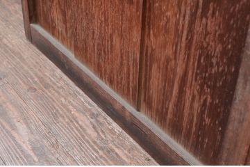 アンティーク建具　レトロな佇まいが魅力的なガラス扉1枚(ドア、木製扉)(R-081085)
