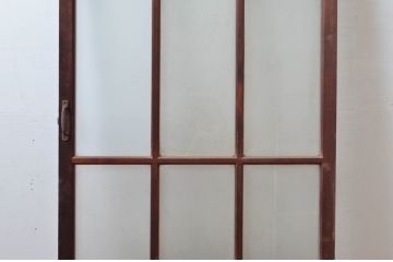 アンティーク建具　レトロな佇まいが魅力的なガラス扉1枚(ドア、木製扉)(R-081086)