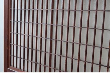 アンティーク建具　落ち着いた和の空間を演出するガラス帯戸1枚(扉、ドア、ガラス戸、帯戸)(R-081087)
