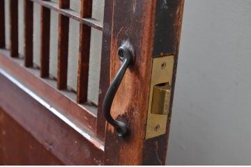 アンティーク建具　落ち着いた和の空間を演出するガラス帯戸1枚(扉、ドア、ガラス戸、帯戸)(R-081087)