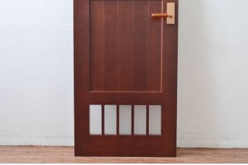 中古　職人手作り品!!　お部屋のアクセントになる色ガラス入りドア1枚(扉、木製扉)(R-081089)
