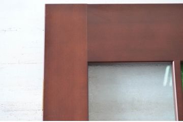 中古　職人手作り品!!　お部屋のアクセントになる色ガラス入りドア1枚(扉、木製扉)(R-081089)