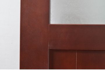 中古　職人手作り品!!　お部屋のアクセントになる色ガラス入りドア1枚(扉、木製扉)(R-081089)
