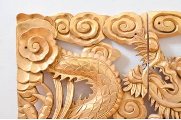 ビンテージ建具　激レア　特注品!!　龍の彫刻の小さな扉1対2枚セット(両開き扉1対、木製扉、ヴィンテージ)(R-081092)