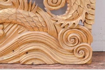 ビンテージ建具　激レア　特注品!!　龍の彫刻の小さな扉1対2枚セット(両開き扉1対、木製扉、ヴィンテージ)(R-081092)