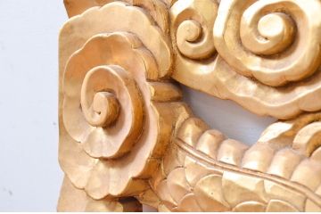 ビンテージ建具　激レア　特注品!!　龍の彫刻の小さな扉1対2枚セット(両開き扉1対、木製扉、ヴィンテージ)(R-081092)