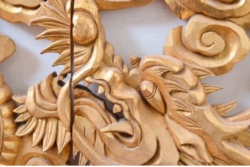 ビンテージ建具　激レア　特注品!!　龍の彫刻の小さな扉1対2枚セット(両開き扉1対、木製扉、ヴィンテージ)(R-081092)