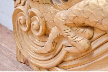 ビンテージ建具　激レア　特注品!!　龍の彫刻の小さな扉1対2枚セット(両開き扉1対、木製扉、ヴィンテージ)(R-081092)