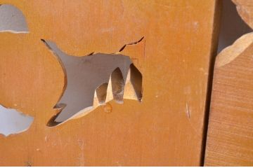 ビンテージ建具　激レア　特注品!!　龍の彫刻の小さな扉1対2枚セット(両開き扉1対、木製扉、ヴィンテージ)(R-081092)