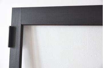 ビンテージ建具　無垢材　ブラックペイントがカッコイイ特大ガラスドア1枚(扉、ガラス戸、ヴィンテージ)(R-081094)