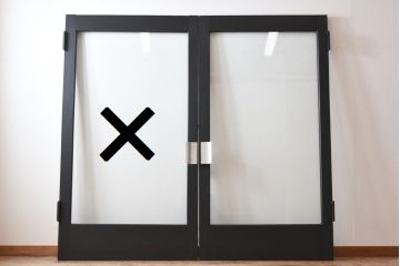 ビンテージ建具　無垢材　ブラックペイントがカッコイイ特大ガラスドア1枚(扉、ガラス戸、ヴィンテージ)(R-081094)