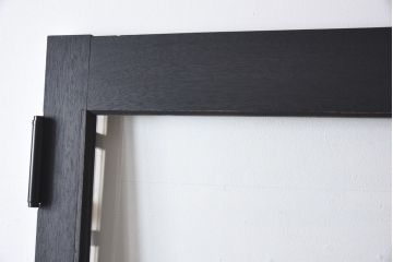 ビンテージ建具　無垢材　ブラックペイントがカッコイイ特大ガラスドア1枚(扉、ガラス戸、ヴィンテージ)(R-081094)