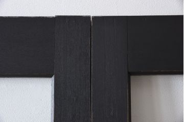 ビンテージ建具　無垢材　ブラックペイントがカッコイイ特大ガラスドア1枚(扉、ガラス戸、ヴィンテージ)(R-081094)