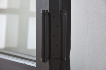 ビンテージ建具　無垢材　ブラックペイントがカッコイイ特大ガラスドア1枚(扉、ガラス戸、ヴィンテージ)(R-081094)
