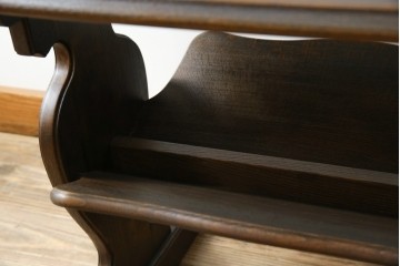 和製ビンテージ　オールドカリモク(karimoku)　マガジンラック付き　木のぬくもり感じるサイドテーブル(電話台、飾り台、ディスプレイ台、陳列棚、コンソールテーブル、ヴィンテージ)(R-081100)