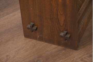 和製アンティーク　栓材　懐かしい雰囲気漂う楔(くさび)式本棚(4段、オープンシェルフ、ディスプレイラック、陳列棚、ブックシェルフ、飾り棚)(R-081103)