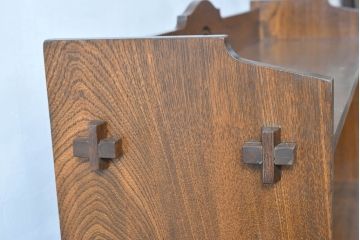 和製アンティーク　栓材　懐かしい雰囲気漂う楔(くさび)式本棚(4段、オープンシェルフ、ディスプレイラック、陳列棚、ブックシェルフ、飾り棚)(R-081103)