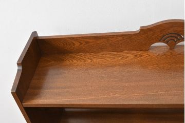 和製アンティーク　栓材　懐かしい雰囲気漂う楔(くさび)式本棚(4段、オープンシェルフ、ディスプレイラック、陳列棚、ブックシェルフ、飾り棚)(R-081103)