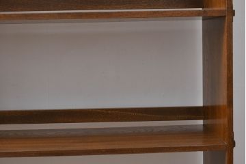 和製アンティーク　栓材　懐かしい雰囲気漂う楔(くさび)式本棚(4段、オープンシェルフ、ディスプレイラック、陳列棚、ブックシェルフ、飾り棚)(R-081103)