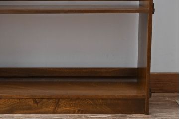 和製アンティーク　栓材　懐かしい雰囲気漂う楔(くさび)式本棚(4段、オープンシェルフ、ディスプレイラック、陳列棚、ブックシェルフ、飾り棚)(R-081103)