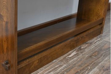 和製アンティーク　栓材　懐かしい雰囲気漂う楔(くさび)式本棚(4段、オープンシェルフ、ディスプレイラック、陳列棚、ブックシェルフ、飾り棚)(R-081103)