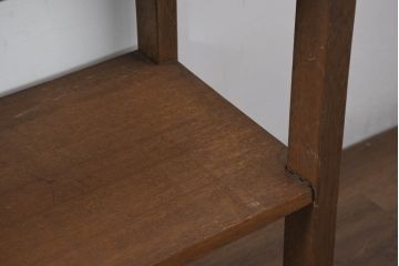 和製アンティーク　大型　ラワン材　味わい深い木の風合いが魅力的!!シンプルな幅広飾り棚(オープンラック、オープンシェルフ、飾り棚、陳列棚)(R-081104)