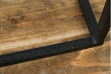 和製ビンテージ　デコラ天板　アイアンフレーム　かわいいチェッカー柄が目を引くローテーブル(センターテーブル、リビングテーブル、鉄脚、ヴィンテージ)(R-081106)