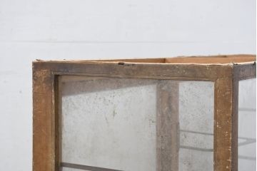 和製アンティーク　昭和レトロな佇まいのガラスケース(Gケース、ショーケース、コレクションケース、ディスプレイケース、飾り棚、陳列棚、店舗什器)(R-081112)