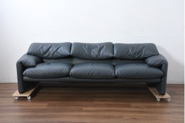 中古　超美品　Cassina(カッシーナ)　MARALUNGA(マラルンガ)　専門店にて再塗装リペア済!高級感あふれる3人掛けソファ(3P、三人掛けソファ)(現行定価約240万円)(R-081116)