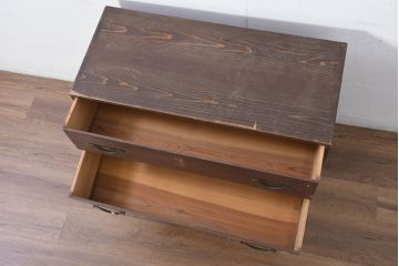 和製アンティーク　簡素でシンプルなデザインの関西時代箪笥(収納箪笥、衣装箪笥、ローボード、ローチェスト、引き出し)(R-081125)