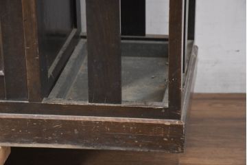 和製アンティーク　希少デザイン　樺(カバ)材　傘立て付きの珍しいデザインが素敵な下駄箱(靴箱、シューズボックス、下足入れ、玄関収納、収納棚、戸棚、キャビネット)(R-081126)